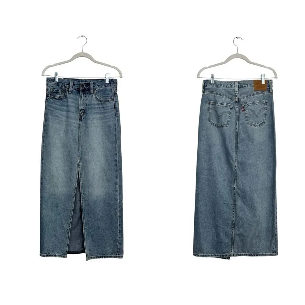 LEVI’S ANKLE COLUMN SKIRT in Vintage Blue